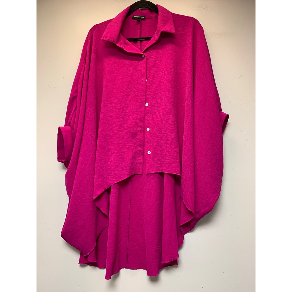 Cha‎ Cha Vente Tunic Womens Medium Magenta t High Low Oversized B0638-W092-RS